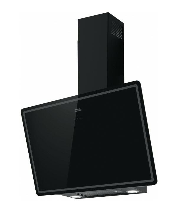 Schwarze Kopffrei-Haube in seitlicher Perspektive mit modernem Design und integrierter Beleuchtung.