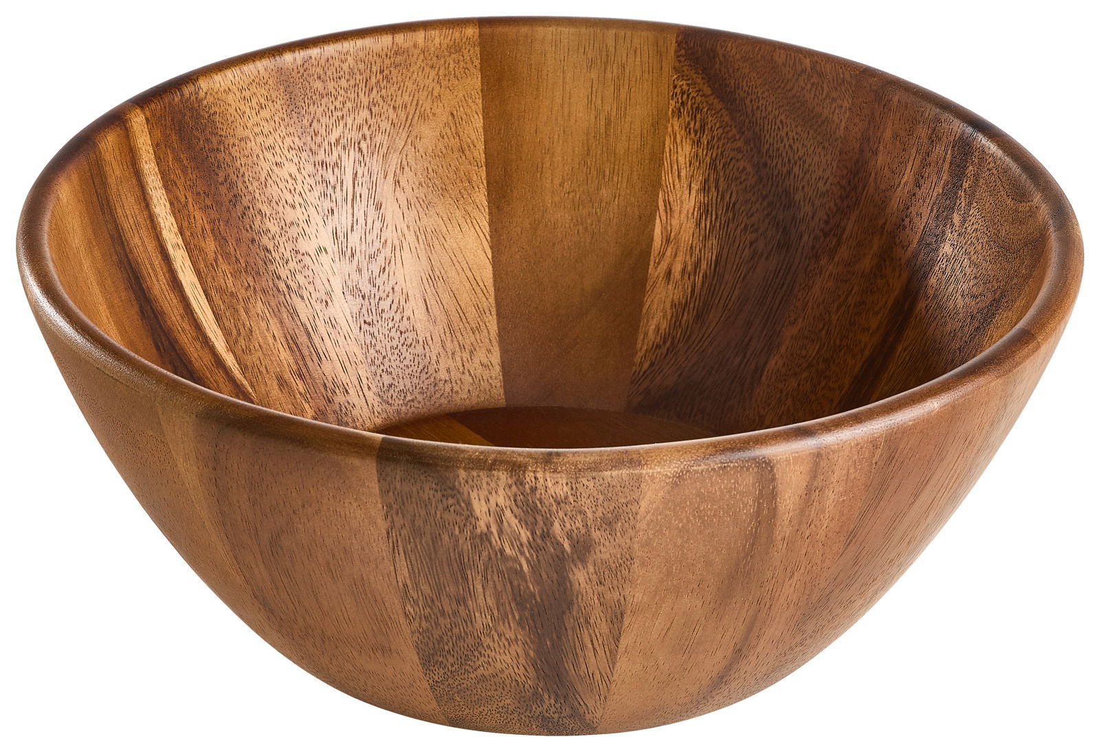 Holz-Salatschüssel aus Akazienholz, seitliche Perspektive