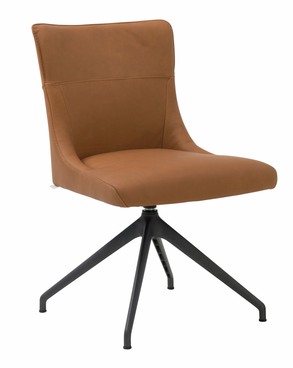 Plantagie Stuhl LILAC Moderner brauner Stuhl mit schwarzem Metallgestell, seitliche Perspektive