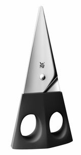 Schwarze Kräuterschere 13cm mit ergonomischem Griff, seitliche Ansicht