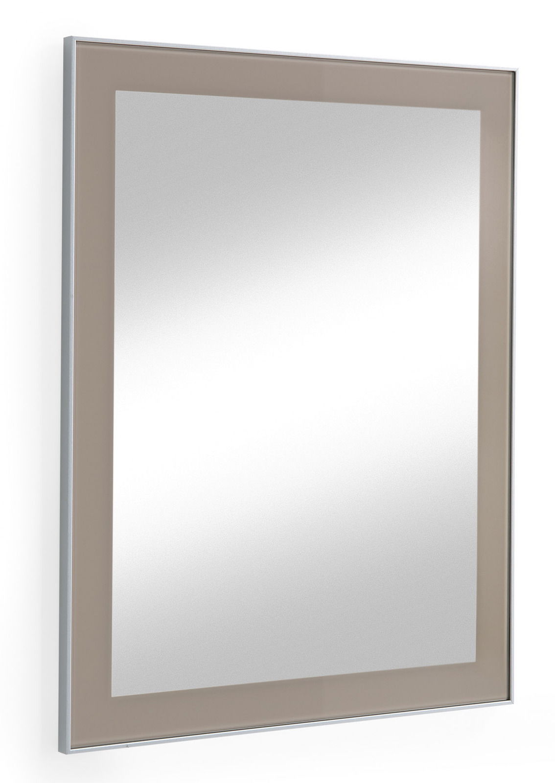 Moderner rechteckiger Spiegel mit schmalem Rahmen, seitliche Perspektive