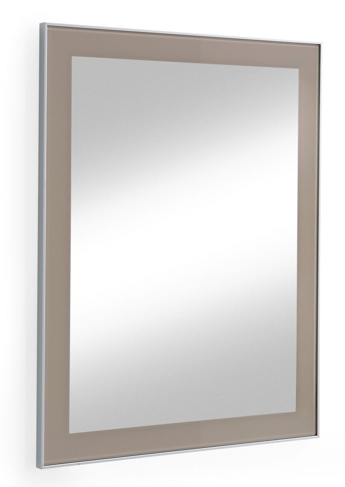 Moderner rechteckiger Spiegel mit schmalem Rahmen, seitliche Perspektive