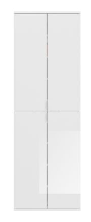 Weiße Garderobenkombination mit vier Türen, frontale Ansicht