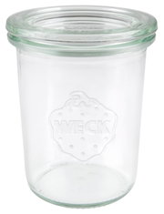 Glas mit Deckel, 160ml, von vorne fotografiert, mit WECK-Logo.