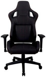 Schwarzer Gaming-Stuhl mit roten Nähten, Vorderansicht