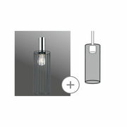 Moderner Dekoschirm Biraha in zylindrischer Form mit Metallstreben, seitliche Perspektive.