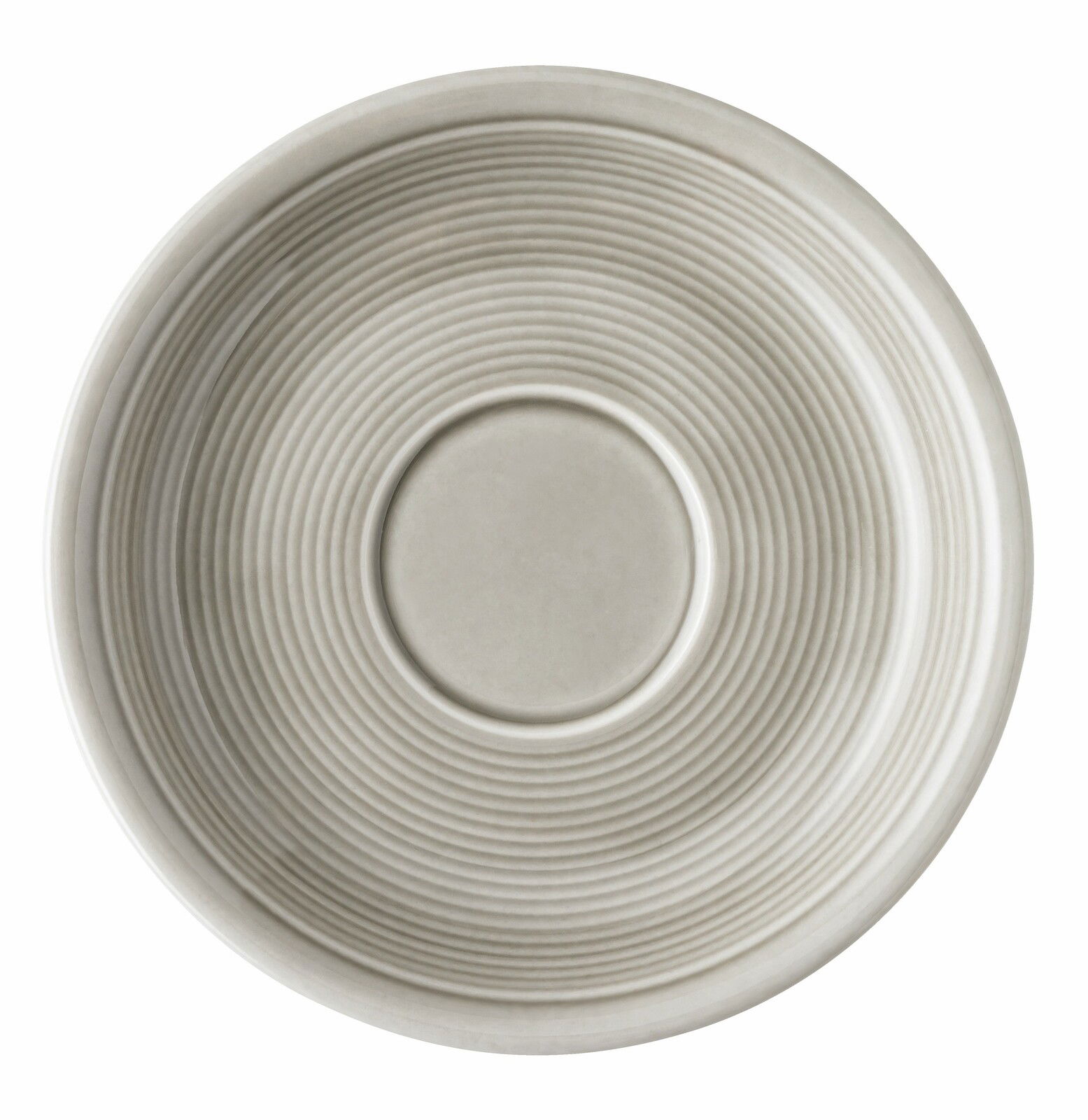 Thomas Kaffee-Untertasse Trend Colour Kaffee-Untertasse Moon Grey aus der Vogelperspektive mit konzentrischen Kreisen im Design