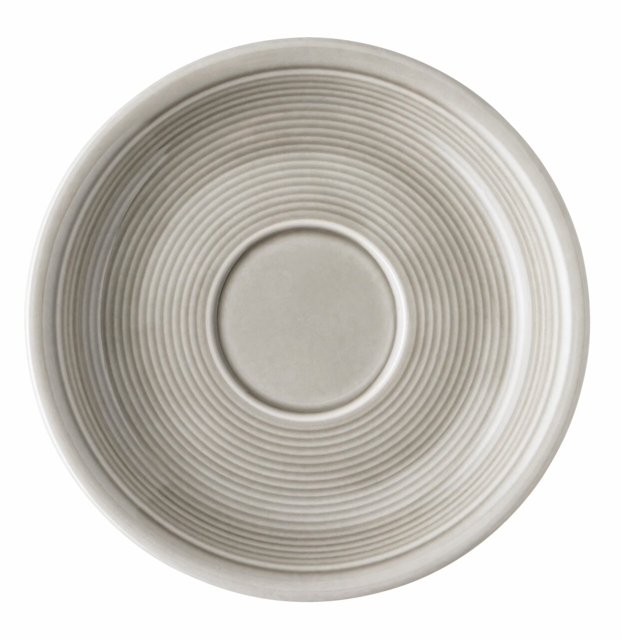 Kaffee-Untertasse Moon Grey aus der Vogelperspektive mit konzentrischen Kreisen im Design