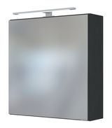 Moderner Spiegelschrank mit seitlicher Perspektive und integrierter Beleuchtung