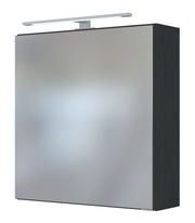 Moderner Spiegelschrank mit seitlicher Perspektive und integrierter Beleuchtung