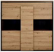 Frontale Ansicht eines modernen Highboards aus hellem Holz mit klaren Linien und natürlicher Maserung.