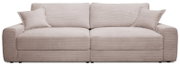 Beige grote bank met twee kussens, vooraanzicht
