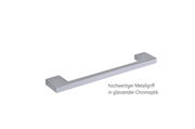 Hochwertiger Metallgriff in glänzender Chromoptik, seitliche Perspektive