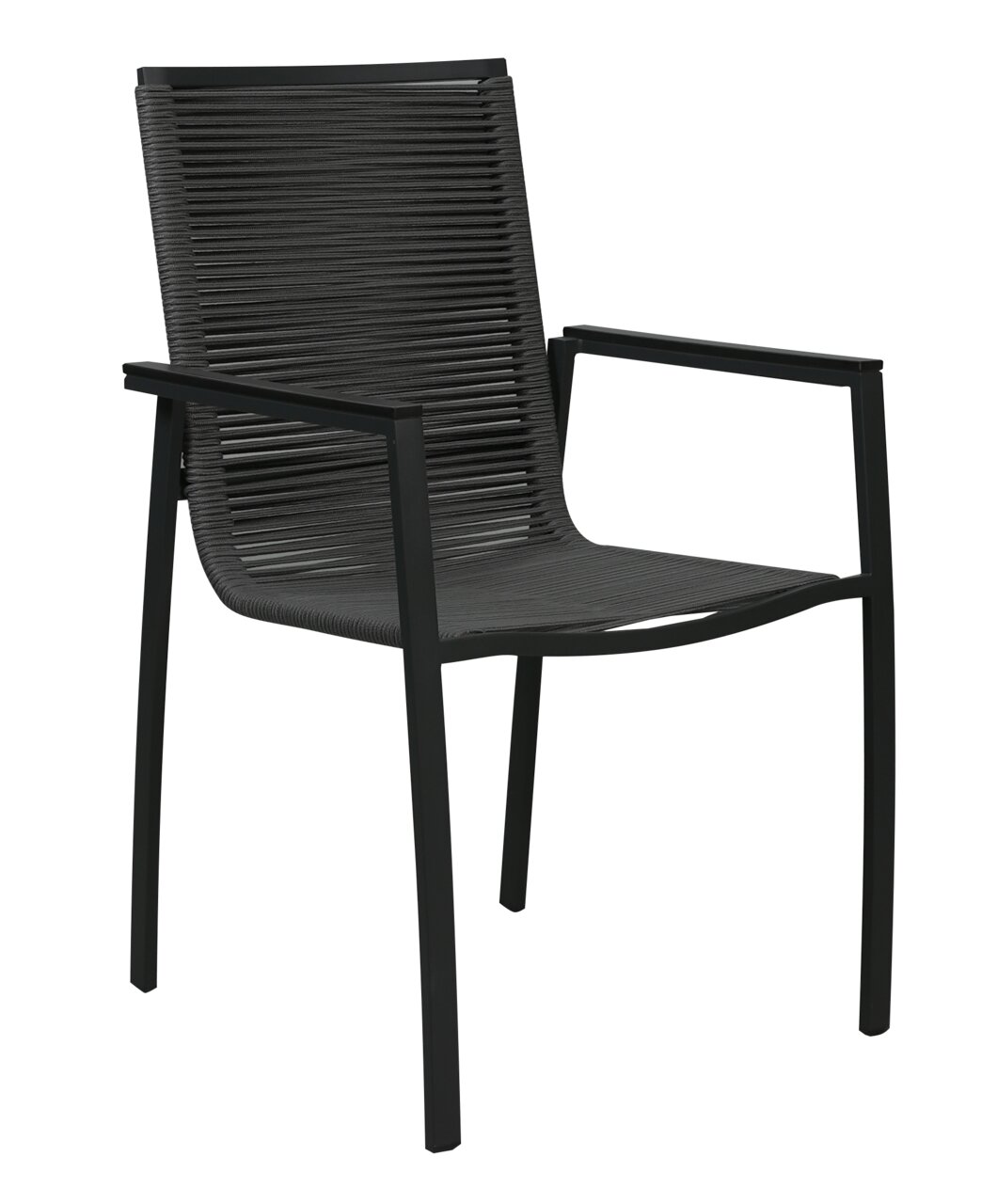 Amatio Gartensessel GIRONA Moderner schwarzer Gartensessel mit Armlehnen, seitliche Perspektive