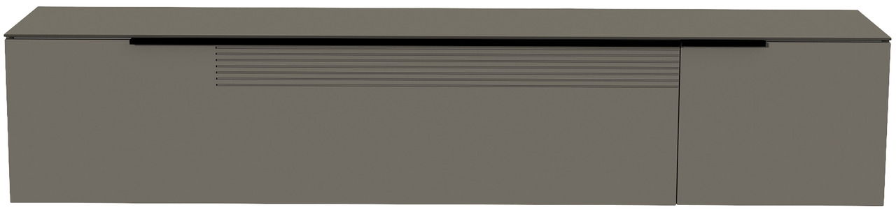 Moderano XL Hänge-Lowboard BORMIO Frontansicht eines modernen, grauen XL Hänge-Lowboards der Serie BORMIO mit glatter Oberfläche und dezenten Linienakzenten.