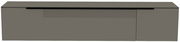 Frontansicht eines modernen, grauen XL Hänge-Lowboards der Serie BORMIO mit glatter Oberfläche und dezenten Linienakzenten.