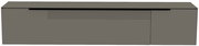 Frontansicht eines modernen, grauen XL Hänge-Lowboards der Serie BORMIO mit glatter Oberfläche und dezenten Linienakzenten.