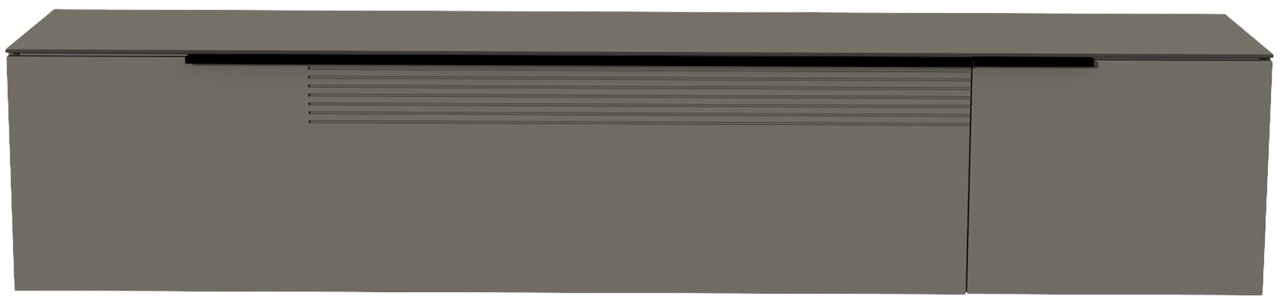 Moderano XL Hänge-Lowboard BORMIO Frontansicht eines modernen, grauen XL Hänge-Lowboards der Serie BORMIO mit glatter Oberfläche und dezenten Linienakzenten.