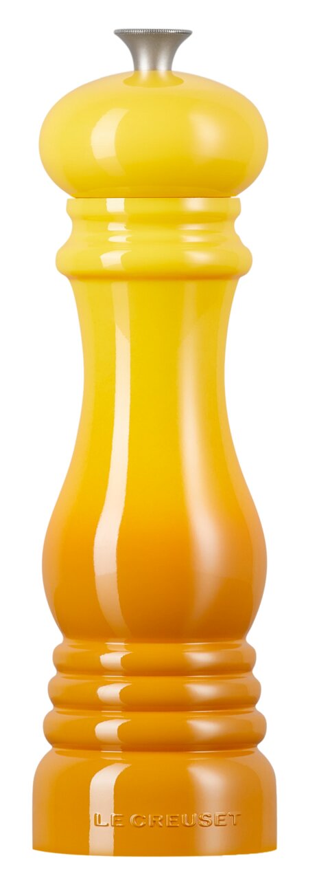 Gelbe Salzmühle aus Keramik von Le Creuset, Vorderansicht