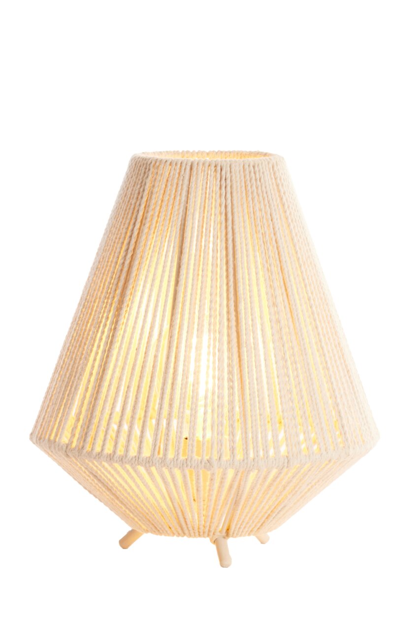 Light&Living Tischleuchte FELIDA Tischleuchte mit einem konischen, mit hellem Stoff umwickelten Schirm, auf kleinen Füßen stehend, seitliche Perspektive