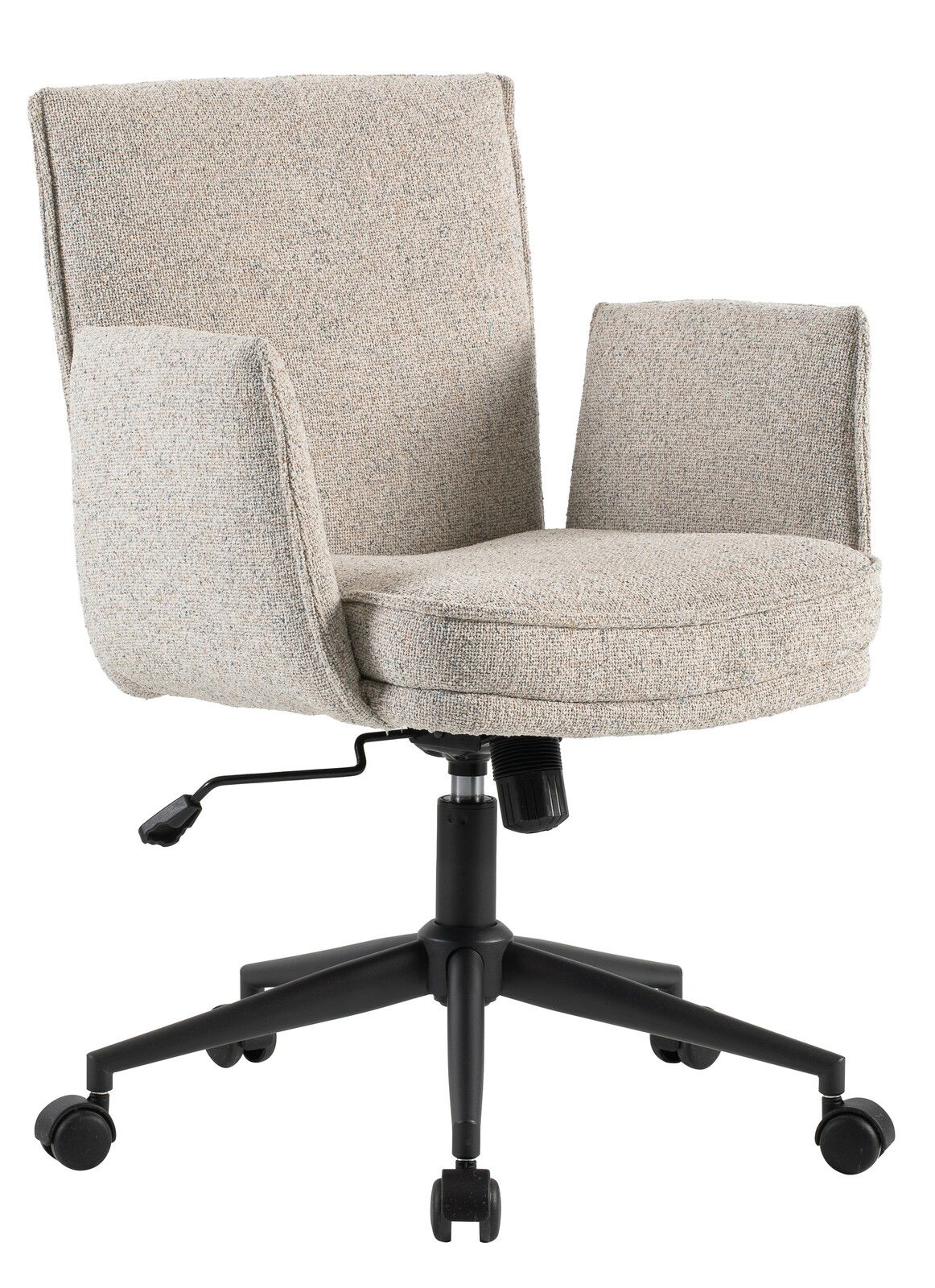 Beiger Drehstuhl mit Armlehnen, Seitenansicht