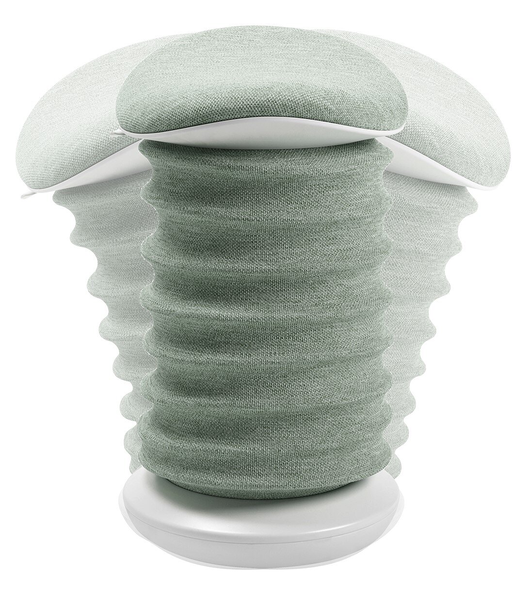 Moderner Aktiv-Sitz in hellgrünem Stoff, seitliche Perspektive