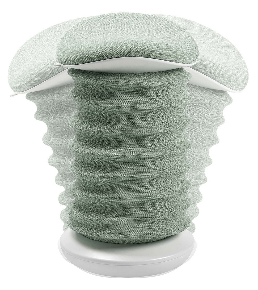 Moderner Aktiv-Sitz in hellgrünem Stoff, seitliche Perspektive