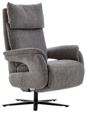 Grijze tv-fauteuil met hoge rugleuning en armleuningen, zijaanzicht