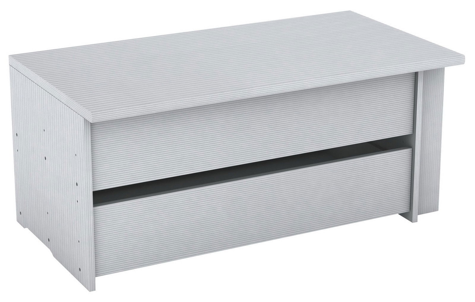 Schubkasteneinsatz aus hellem Holz mit zwei Schubladen, perspektivisch von vorne links gesehen.