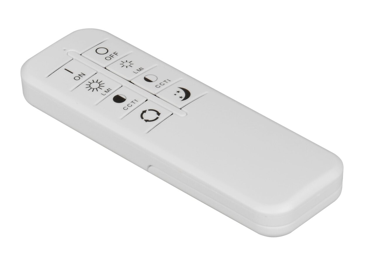 Weiße Fernbedienung für LED-Deckenleuchte, Draufsicht