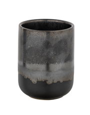 Keramik Zahnputzbecher Riolo in dunklen Grautönen, Ansicht von vorne