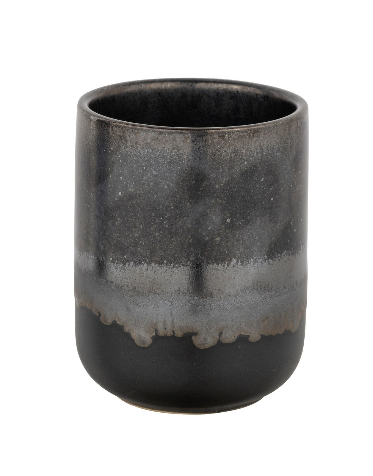 Keramik Zahnputzbecher Riolo in dunklen Grautönen, Ansicht von vorne