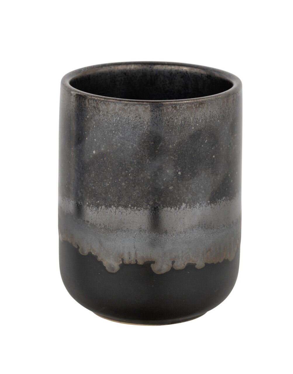 Schöner Wohnen Zahnputzbecher RIOLO Keramik Zahnputzbecher Riolo in dunklen Grautönen, Ansicht von vorne