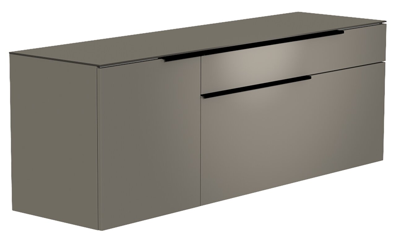 Moderano Hänge-Lowboard BORMIO Moderano Hänge-Lowboard Serie BORMIO in seitlicher Perspektive, modernes Design in grauer Farbe