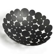 Schwarzer Obstkorb mit kreisförmigem Design, Draufsicht