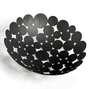 Schwarzer Obstkorb mit kreisförmigem Design, Draufsicht