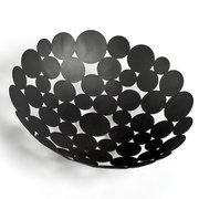 Schwarzer Obstkorb mit kreisförmigem Design, Draufsicht