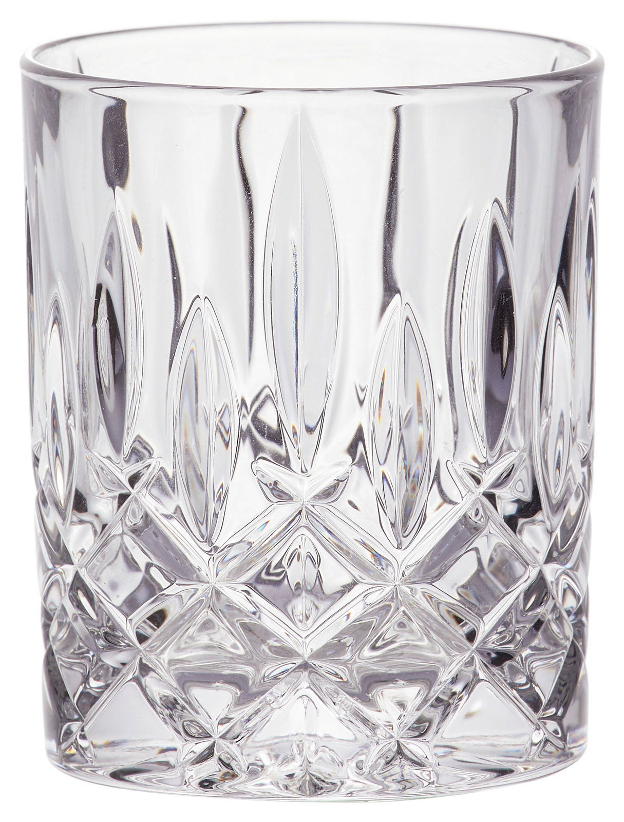 Kristallklarer Whiskybecher Noblesse 295ml mit elegantem Schliffmuster, seitliche Perspektive