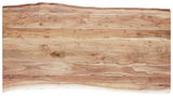 Tischplatte aus Holz in Vogelperspektive, natürliche Maserung und unregelmäßige Kanten