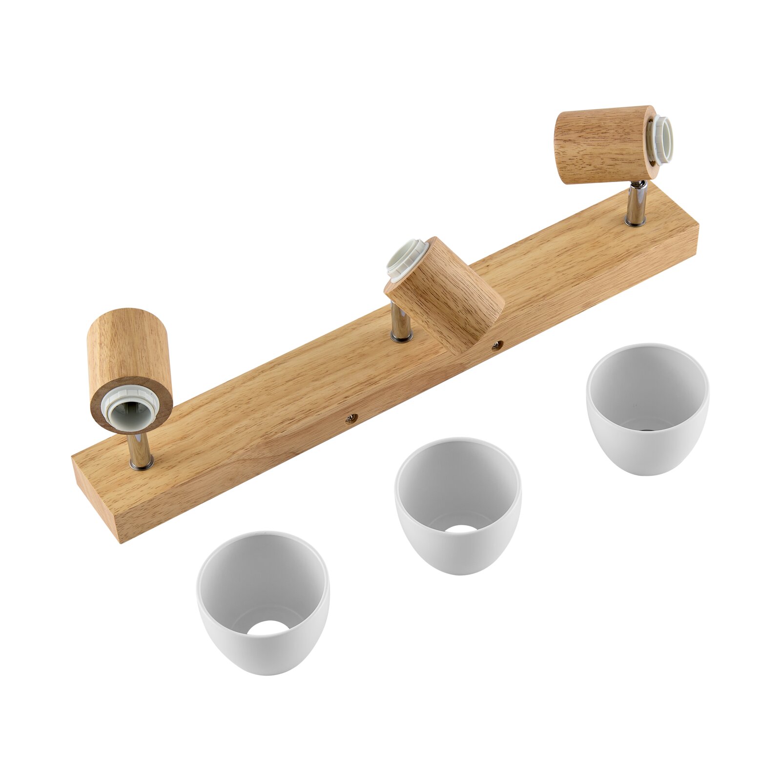 Holzstrahler mit drei verstellbaren Leuchten, Ansicht von oben