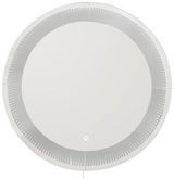 Runder LED-Spiegel mit einem Durchmesser von ca. 100 cm, frontal betrachtet, mit beleuchtetem Rand.