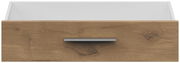 Frontansicht einer Schublade mit Holzoptik und Metallgriff