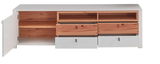 TV-Unterteil mit offenen Schubladen und Türen, Frontansicht