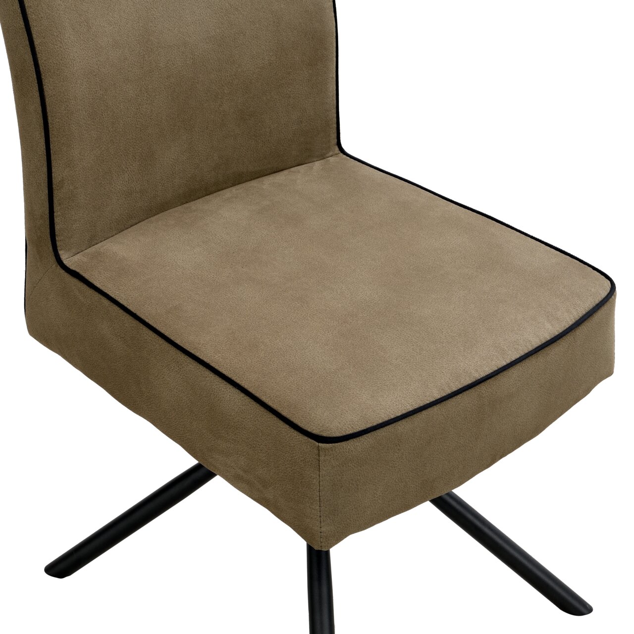 Z2 Stoel ELMAR Moderne stoel met bruine stoffen bekleding en zwarte metalen poten, zijaanzicht