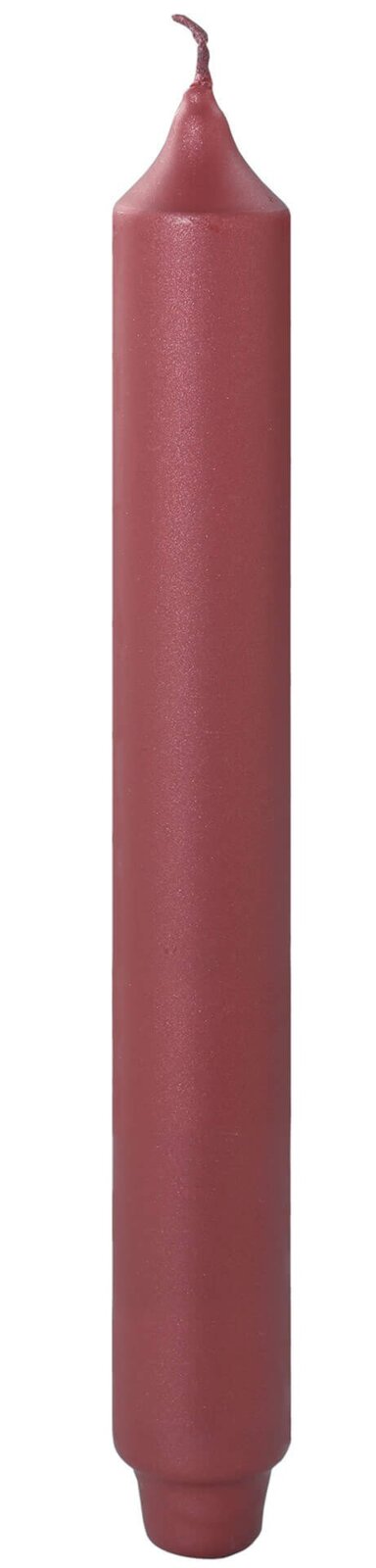 Rote Stabkerze, 25 cm hoch, in Frontalansicht