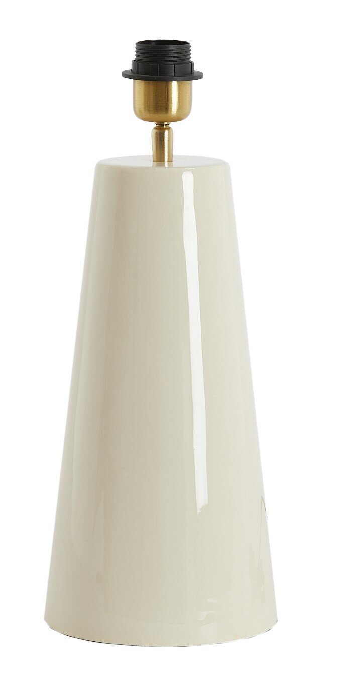 Light&Living Lampenfuß YELOS Beiger, konischer Lampenfuß aus Keramik mit goldener Fassung, seitliche Perspektive