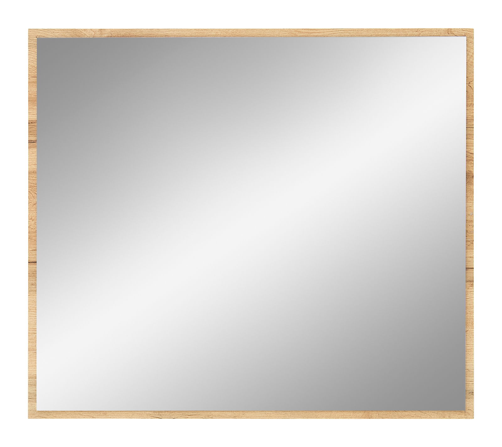 Quadratischer Spiegel mit Holzrahmen, Frontalansicht