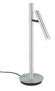 Moderne LED-Tischleuchte aus Metall in seitlicher Perspektive