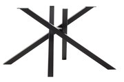Schwarzes, modernes Tischgestell aus Metall in X-Form, seitliche Perspektive