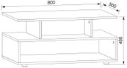 Technische Strichzeichnung eines zweistufigen TV-Lowboards/Regals mit offener Ablage, Maße ca. 800 x 500 x 400 mm, dargestellt in schräger Perspektive von vorn oben.